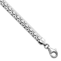 925 Sterling Silver Rhodium Plated Polished Textured Reversible Bracelet 7.5 Inch Link Bracelet for Women