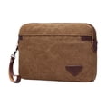 thumbnail image 4 of Bolso de mano para hombre, informal, con cremallera, portátil, elegante, ligero, tarjetero Café, 4 of 9