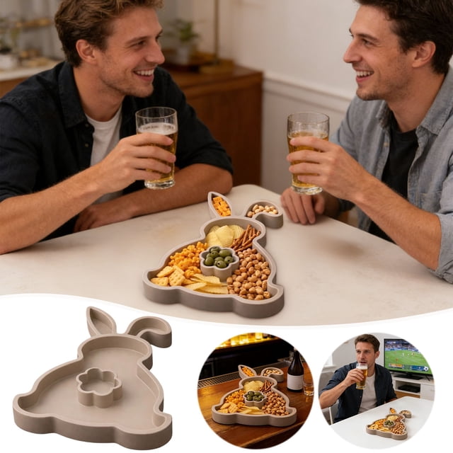 Easter Bunny-Shaped Decorative Tray, Cute Rabbit Themed Serving Tray for Snacks Candy, Durable Easy to Clean Holiday Tray, Ideal Easter Gift for Home Table Decor Spring Celebration