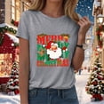 thumbnail image 6 of idosla Merry Christmas Shirts for Women Xmas Buffalo Plaid Tree Shirt Top Short Sleeve Casual Graphic Print T Shirt (Grey, S), 6 of 8