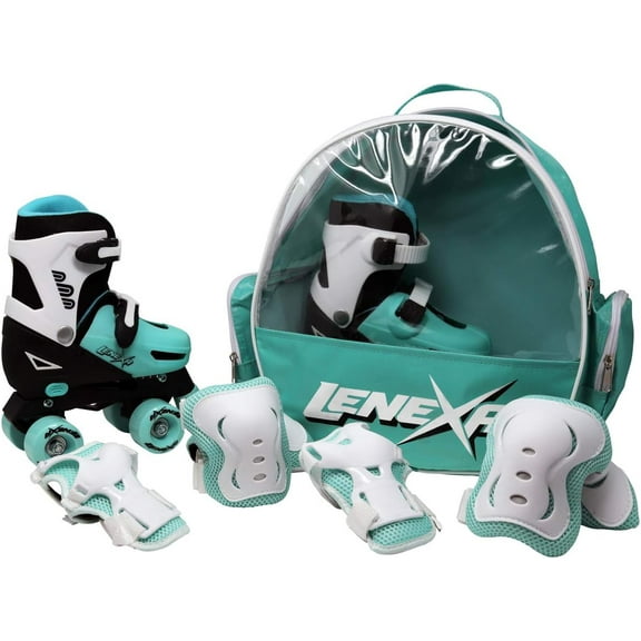 Lenexa Go GRO Adjustable Quad Roller Skates Bundle - Kids Roller Skates for Girls & Boys