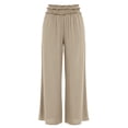 thumbnail image 5 of ClodeEU Women's High Waisted Smocked Waist Wide Leg Pants,Casual Flowy Summer Trousers with Pockets Beige,Women's Plus L, 5 of 9