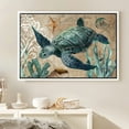 thumbnail image 2 of PixonSign Framed Canvas Print Wall Art Top View of Turtle and Jellyfish Animals Ocean Illustrations Modern Art Beach Relax/Calm Multicolor Ultra for Living Room, Bedroom, Office - 16"x24" White, 2 of 5