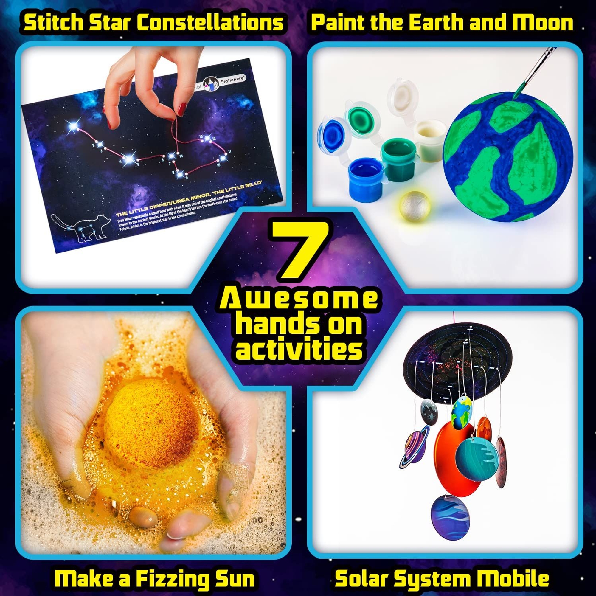 Original Stationery Space Science Kit - Solar System Kit With A Rocket - Outer Space Christmas Science Gift & Kids Gifts - Moon Spinner And A Solar System - Ages 6-14