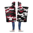 thumbnail image 2 of HATIART Rouge Blanc Camo Jeter Couverture à Capuchon 50x60 Pouces Enfants Filles Garçons Bambin Couvertures avec Capuche, 2 of 2