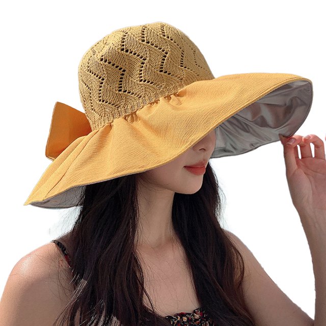 56-58 cm circunferencia del sombrero femenino verano transpirable sombrero de pescador sombrero de sol con lazo de ala grande