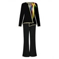 thumbnail image 4 of Rinsvye Women 2 Piece Outfits Casual Long Sleeve Top Loose Wide Leg Pants Trousers Two Piece Set Suit Rompers With Train For Women Two Piece Leather Suit Womens Snow Apparel Sequin Suits For Women Pan, 4 of 4