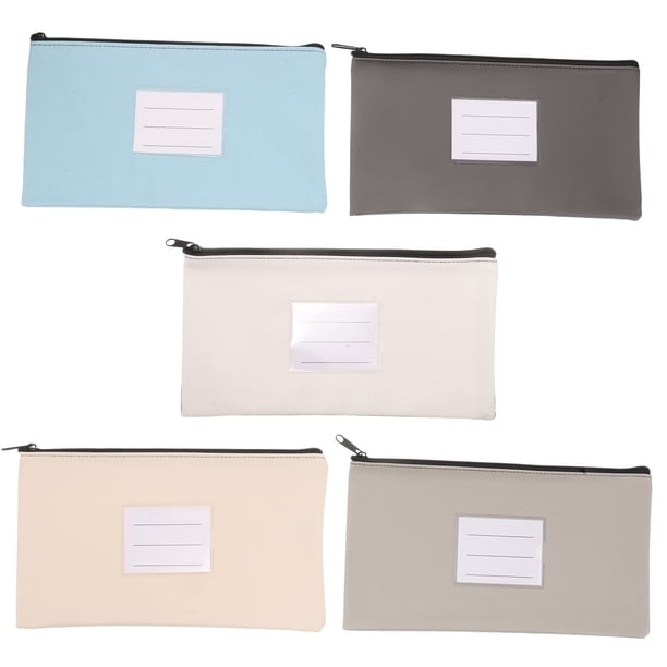 5 bolsas de dinero con cremallera: organizador de recibos de cuero sintético con etiqueta, portadocumentos multifuncional para oficina, hogar y viajes.
