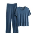 thumbnail image 2 of Pajama Set Men's Pajama Set Sleepwear Dry Short Sleeve Shirts Long Pants Trousers Soft Comfy Sleep Sets Pajama Sets Men Pjs Sets for Men Pajama Men Set Man Pajamas, 2 of 3
