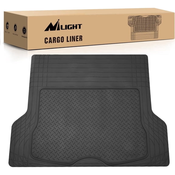 Nilight Rubber Cargo Mats for Cars Trucks SUVs, Universal Trim to fit for Most Vehicles, All Weather Protection Heavy Duty Cargo Liners