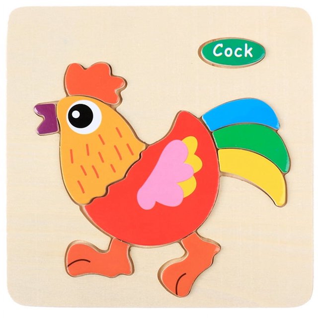 Rompecabezas tridimensional de tráfico de animales de dibujos animados para niños de madera, juguetes de rompecabezas de inteligencia para bebés, juguetes para niños de 1 a 3 años