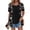 Black, variant on Trendy Casual Women Blouses Summer Tops Short Sleeve Relaxed Fit Floral Print Blouse w/ Asymmetric Hem Ruffle Detail - Lightweight Soft Fabric