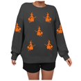 thumbnail image 4 of TTUHYWXI Halloween Sweatshirts for Women Cute Ghost Graphic Pullver Tops Crewneck Long Sleeve Oversized Sweaters Costumes (Grey, S), 4 of 6