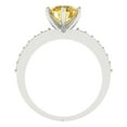 thumbnail image 4 of 1.71ct round cut yellow natural citrine 18k white gold Bridal Wedding Engagement Promise Anniversary Ring for Women size 9.25, 4 of 7