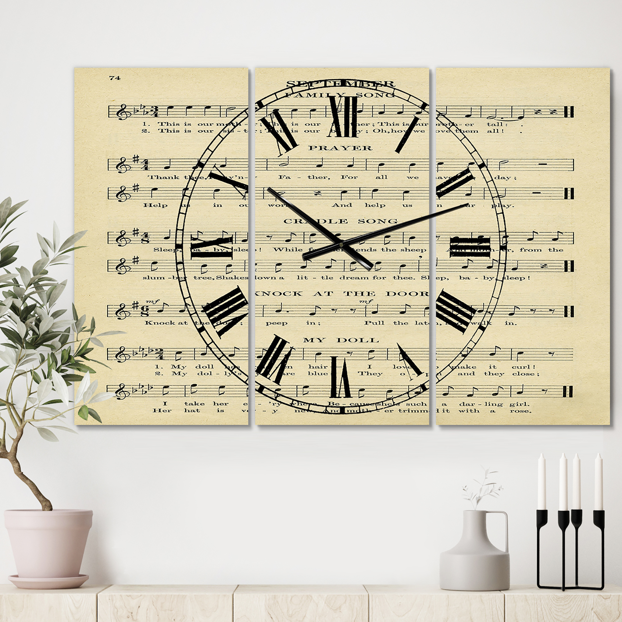 Designart 'Prayer Song' Oversized Cottage Wall Clock