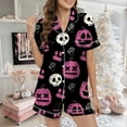 thumbnail image 4 of Halloween Pajamas Women Set 2 Piece Pj Set Ghost Graphic Button Down Soft Breathable Sleepwear with Shorts Easy Fit Sleepwear for Women, 4 of 5