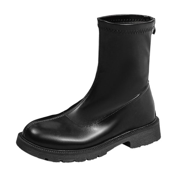 NECHOLOGY Botas Mujer Zapatos Botines para mujer Botas de cuero para mujer con punta redonda y tacón y grueso, color sólido, , , con cremallera, media , talla grande, botines, botas (Black, 6.5)