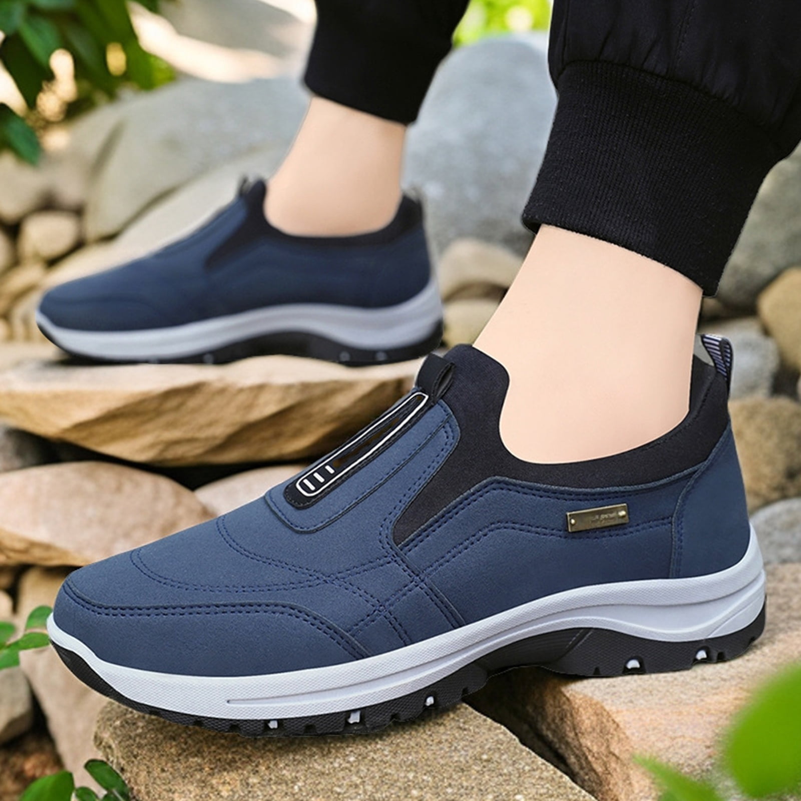 NexTorq Mens Lightweight Sneakers, Walking Shoes for Men, Men's Comfortable Waterproof Breathable Orthopedic Walking Shoes,Orthopedic Walking Shoes Slip On Hiking Shoes for Men Blue 10.5
