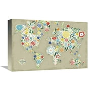 Global Gallerys Floral World Tan By Michael Mullan Stretched Canvas Wall Art