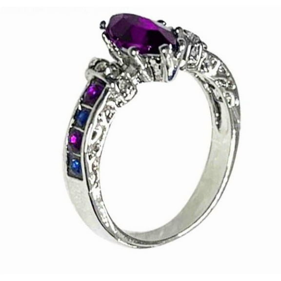 Summer Clearance! Cotonie Jewelry Mystic Colored Oval Zircon Ring Women Wedding Engagement Ring Size 6-10