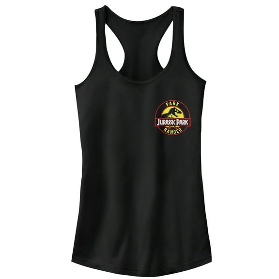 Junior's Jurassic Park Ranger Logo Badge Racerback Tank Top Black Medium
