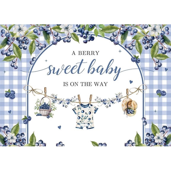 Blueberry Baby Shower Backdrop A Berry Sweet Baby is on The Way Photography Background Blueberry Garden Gender Reveal Party Decorations Banner Supplies Photo Booth Props