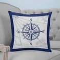 thumbnail image 4 of 24x24 Pillow Covers Set of 2, Blue Compass Nautical Throw Pillow Covers Decorative Couch Cushion Case, Coastal Abstract Art Retro Microfiber Square Pillowcases for Bedroom Car Living Room, 4 of 7
