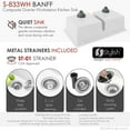 thumbnail image 3 of Stylish Dual Mount 33" White Composite Granite Double Bowl Kitchen Sink with 5 accs S-833WH, 3 of 14