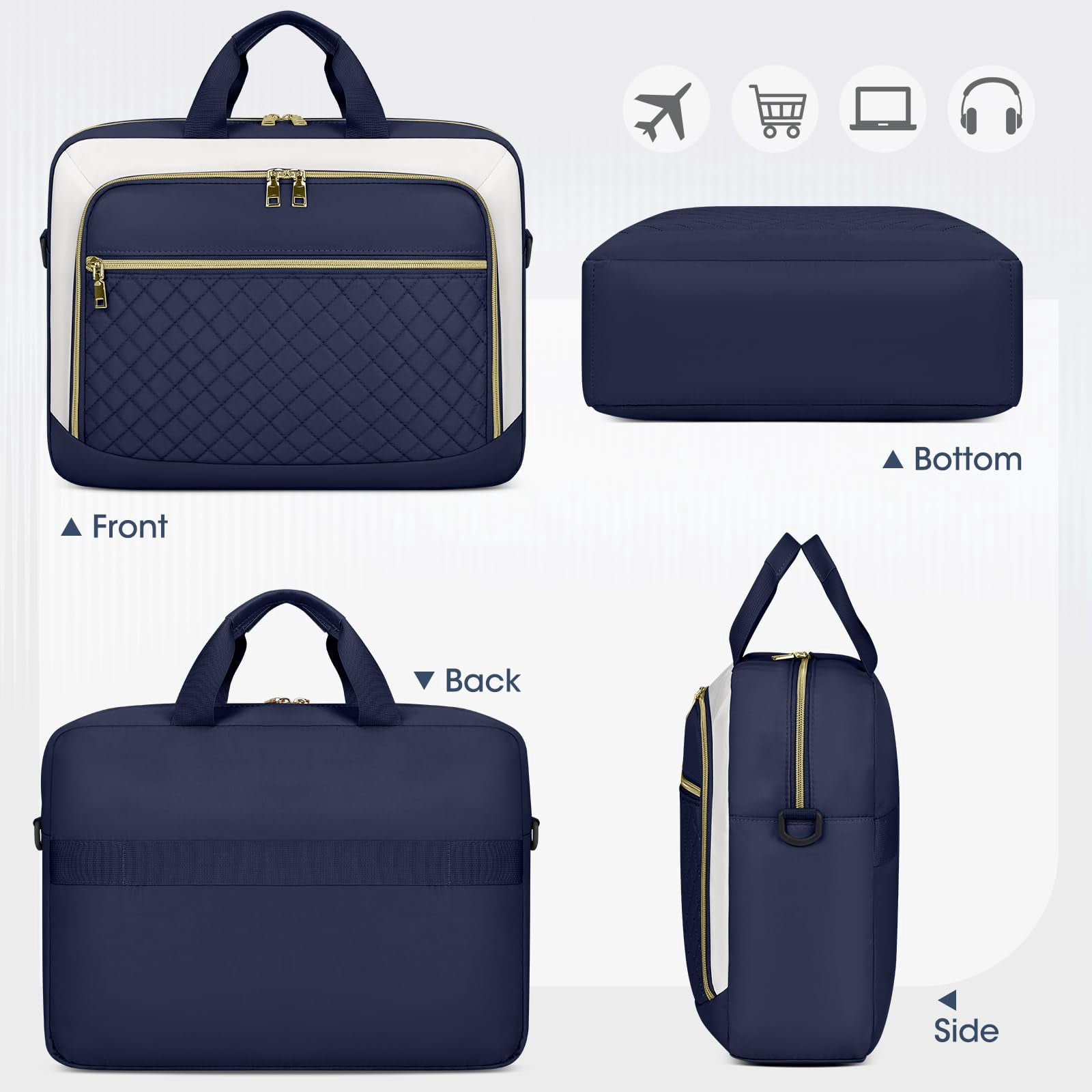 Laptop Bag 17.3 Inch Laptop Briefcase for Women Men Messenger Bag Waterproof Shoulder Large Computer Bag for Business Office Work College,Black