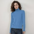 thumbnail image 2 of Fgnfyis Women Wool Seamless Turtleneck Sweater First Line Long Sleeve Knitted Pullover Top Blue L, 2 of 4