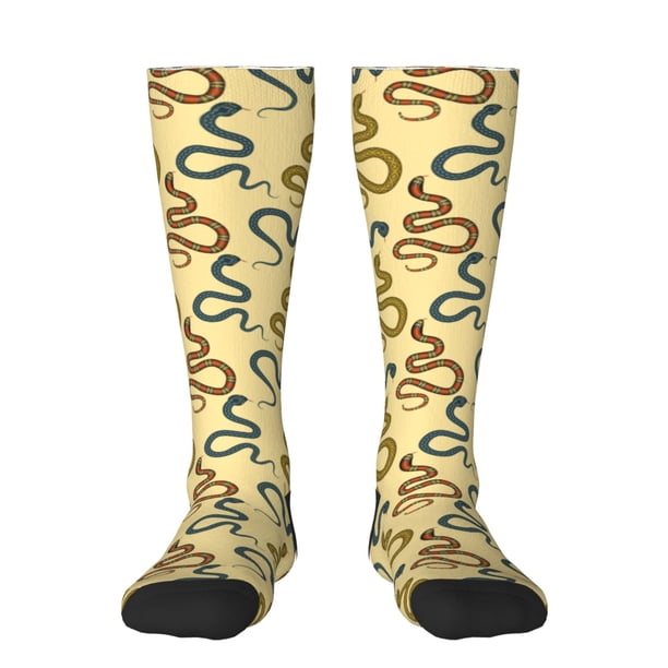 Fotbe Various Snake Calcetas Divertidas Estampadas para Hombre y Mujer, Calcetas de Algodón hasta la Rodilla para Caminar, Correr, Enfermería y Embarazo
