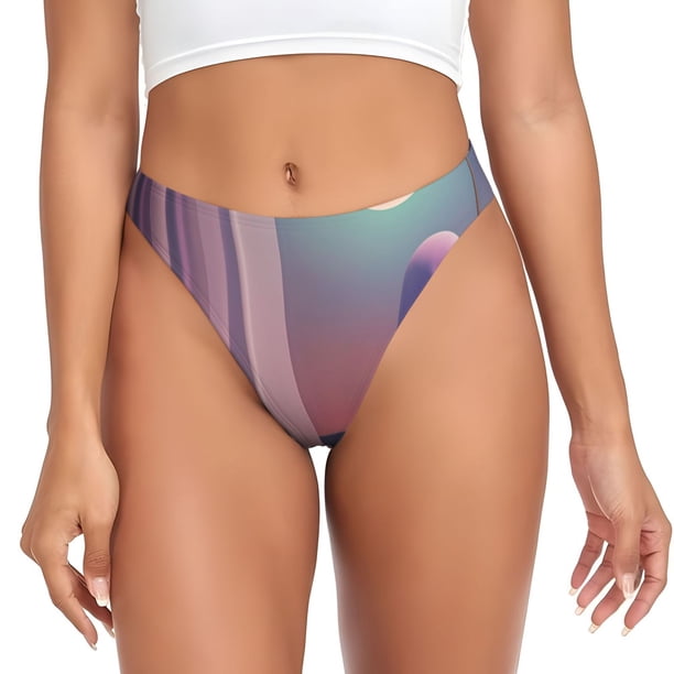 Fotbe Dreamy Moonlit Window Tanga Sin Costuras para Mujer con Estampado – Panties Invisibles, Transpirables y Cómodos para Uso Diario-X-Small