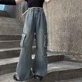 thumbnail image 6 of Coerni Oversize Baggy Cargo Denim Pants for Teen Girls Youth Kids Multi Pockets High Waist Wide Leg Jeans Streetwear Pants, 6 of 9