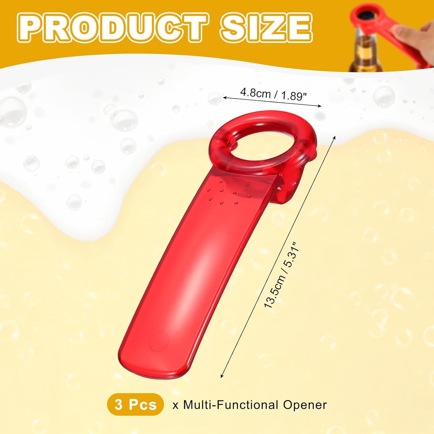 FRKSMD-3 Pcs Jar Key Lid Opener, Plastic Jar Lid Opener Easy Grip Multifunctional Durable Can Open Tool for Elderly Seniors Women Weak Hands Easy-use by Anyone, Transparent Red