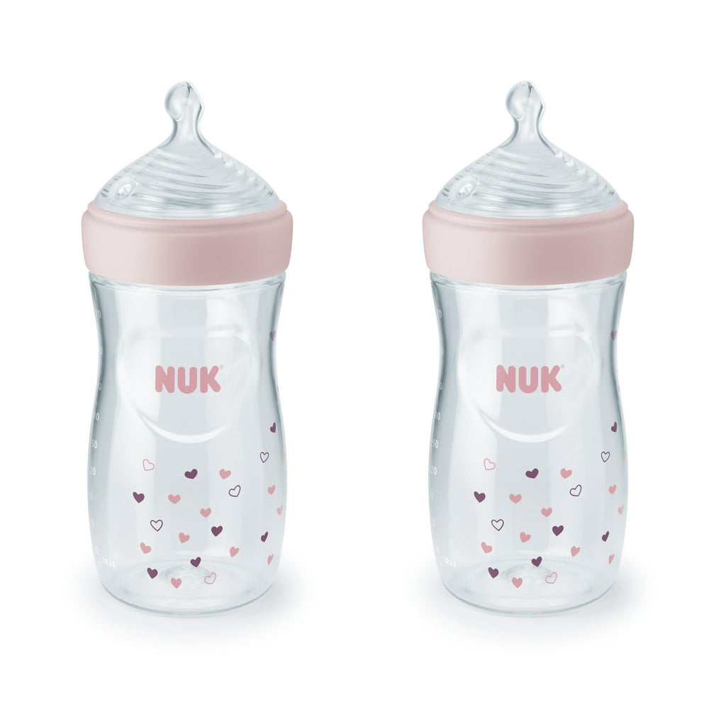 NUK Simply Natural with SafeTemp, 9 oz, 2 Pack, Girl