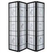 ALEKO 4PRD04 Oriental-Style Wood and Rice Paper 4-Panel Screen Privacy Room Divider, 69.5"W x 69.5"H