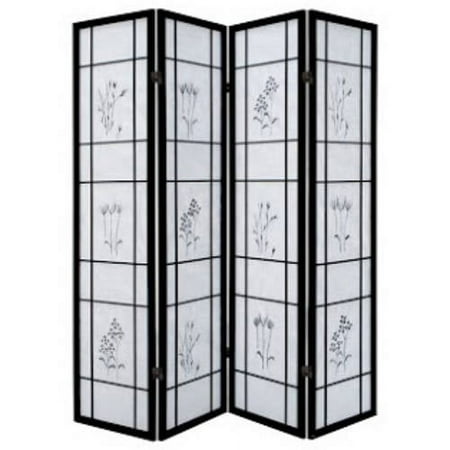 ALEKO 4PRD04 Oriental-Style Wood and Rice Paper 4-Panel Screen Privacy Room Divider, 69.5"W x 69.5"H