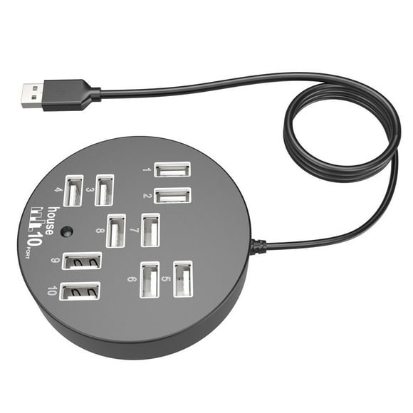 KAKOWELY Hub USB 10 Ports Extension Multi-port Séparateur d'Ordinateur USB, 3.15"X3.15"X0.83 Pouces