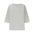 thumbnail image 4 of NuoCaiYun Women Casual 3/4 Sleeve T-Shirts Round Neck Cute Tunic Tops Loose Fit Solid Clolor Basic Tees Work Top, 4 of 6