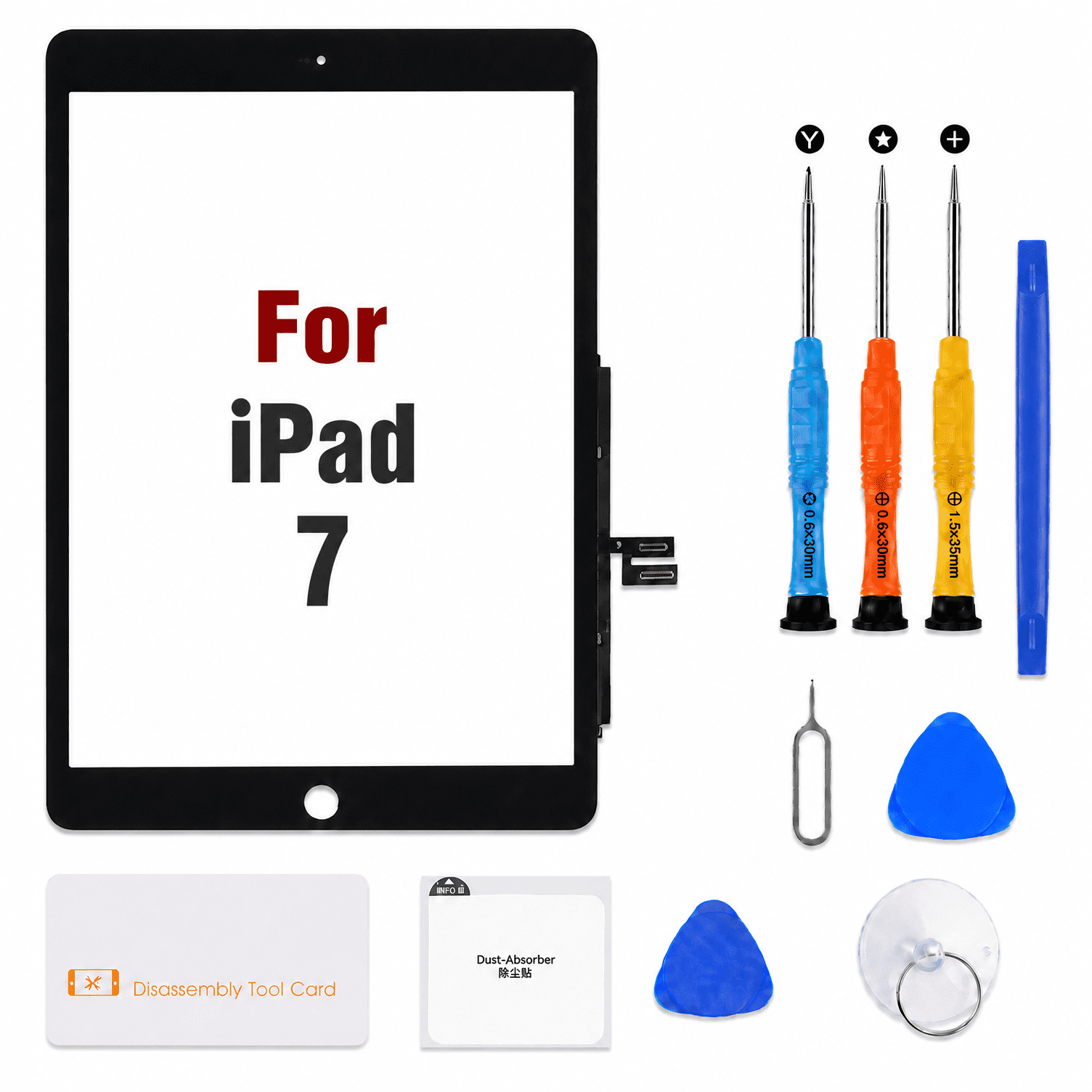 for iPad 7/8 Gen Screen Replacement Digitizer Touch Glass Repair Kit with Tools & HD Installation Video for 2019 2020 (10.2“)