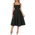 thumbnail image 2 of Women Sleeveless Square Neck Midi DressSwing A Line Party Wedding Guest Dresses Elegant Classy S Black, 2 of 6