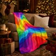 thumbnail image 3 of Vibrant Rainbow Abstract Wavy Stripe, Dramatic Artistic Scene, Warm Flannel Blanket for Living Room and Bedroom, Art Lovers Housewarming Gift, Artistic Home Decor, 3 of 9