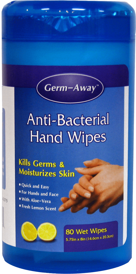 GermAway Antibacterial Hand Sanitizing Wipes, Lemon Fresh, 80 Wipe