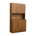 thumbnail image 3 of 70.87" Kitchen Pantry Cabinets With 6 Doors, 1 Open Shelves And 1 Drawer Wood Wardrobe Closet For Bedroom, Kitchen, Entrance Buffet Cabinet, Walnut, 3 of 8