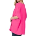 thumbnail image 3 of TheLovely Women & Plus V Neck Woven Airflow Dolman Short Sleeve Blouse Top with Front Pocket, 3 of 4