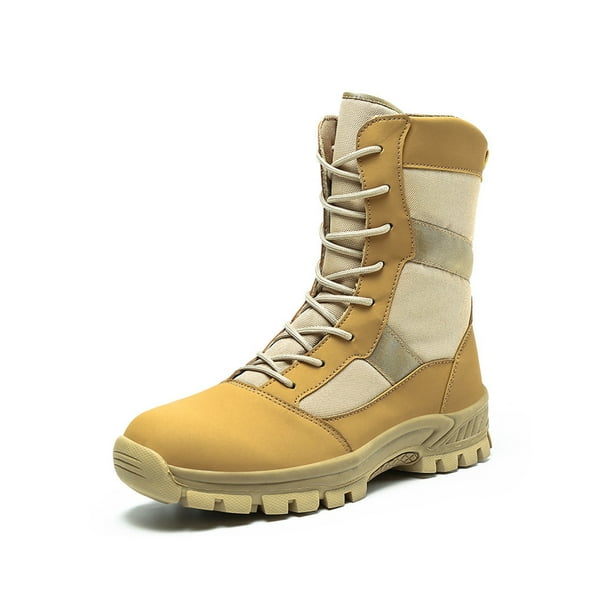 Woobling Mens Military Boot Hiking Shoes Desert Combat Boots Camping Outdoor Shoe Lightweight Tactical Comfortable Khaki 6.5 - Walmart.com