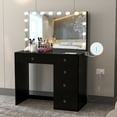 thumbnail image 5 of Boahaus Saranya Makeup Vanity Table with 5 Drawers, Light Bulbs, Standing Mirror, Black, 5 of 9