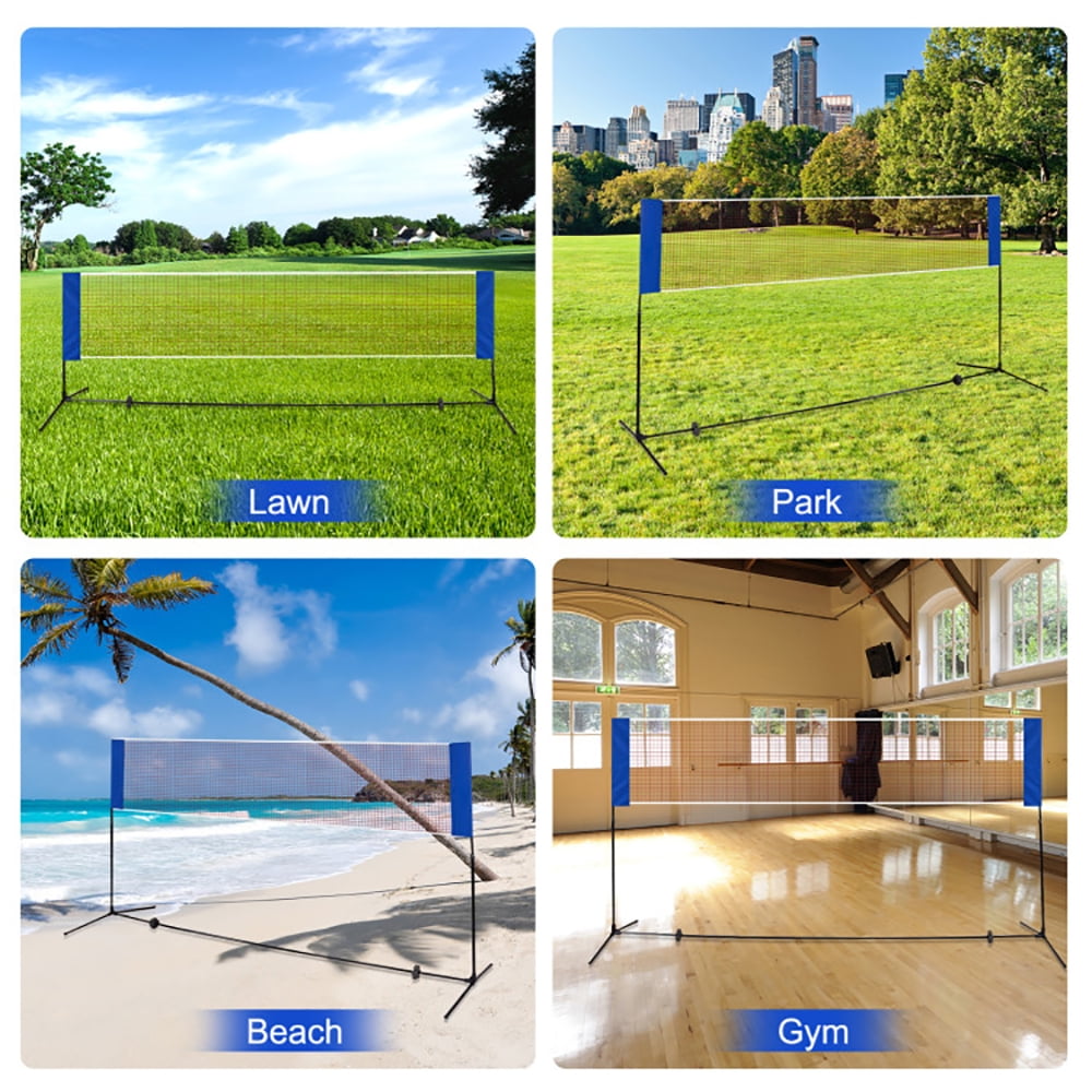 Spaco 14 x 5 Feet Portable Beach Training Badminton Net with Carrying Bag, Badminton Net Stand, Light and Fast Set Up, Perfect for Kids Volleyball, Tennis, Pickleball, Soccer Tennis
