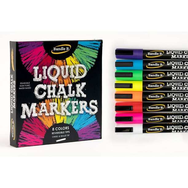 Liquid Chalk Markers Dry Erase Markers Set of 8. Bright Colors