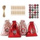 thumbnail image 2 of Bolsas de calendario de adviento de Navidad, 24 piezas, con Clips de cuerda, pegatinas, exquisita bolsa de regalo con cordón de fieltro/Lino, bolsa de almacenamiento de dulces, 2 of 4